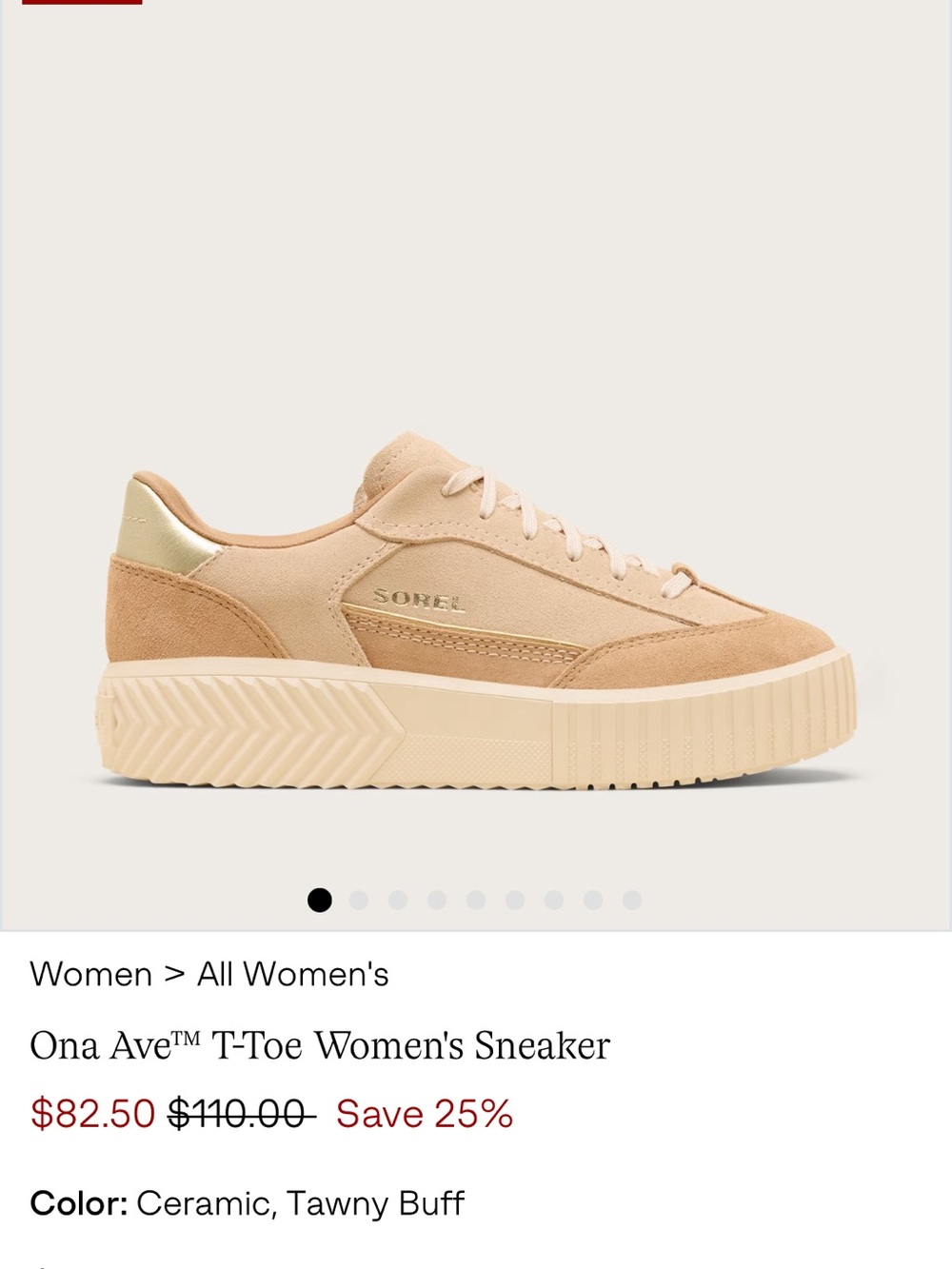 Sorel Women's Beige/Tan and Gold Suede Platform Sneakers - Picture 12 of 12